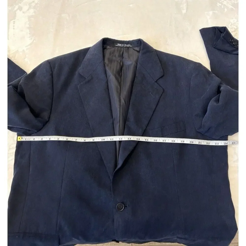 Boca Classics Men's Faux Suede Sport Coat 44L Blue 2 Button Very Soft